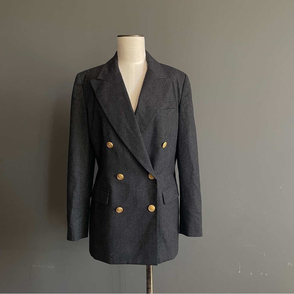 Talbots Wool Blazer Gold Button Double Breasted Tailored Jacket Old Money Preppy - Picture 2 of 8